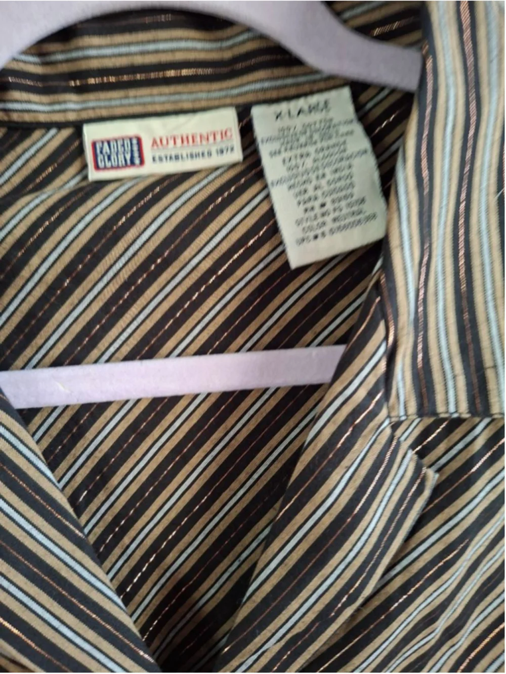 Vintage Y2K Faded Glory Striped Button Down Shirt XL Brown Beige gold officecore - Picture 2 of 3
